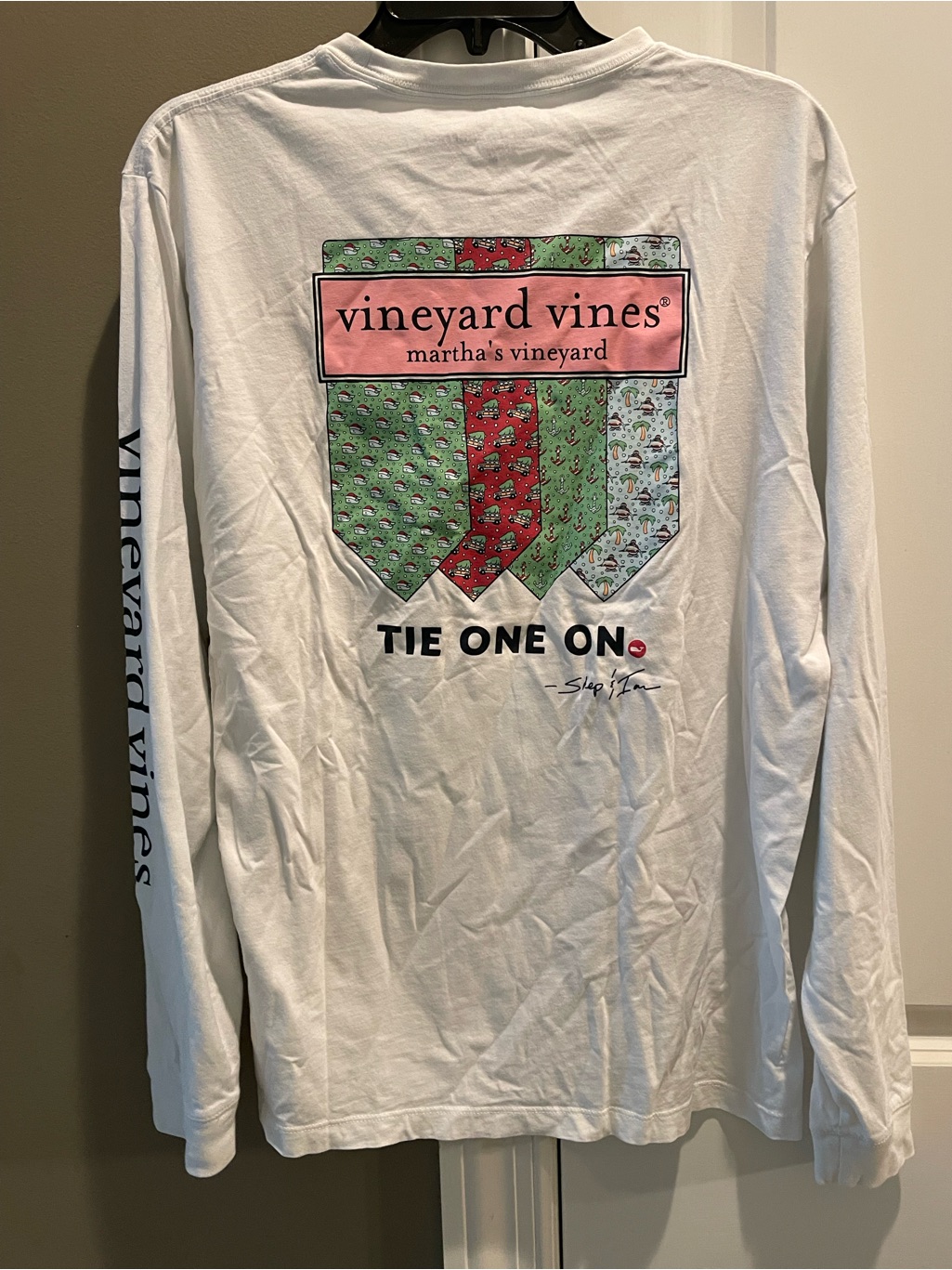 Mens M Vineyard Vines Holiday Ties Ls TShirt Tee Christmas Rare
